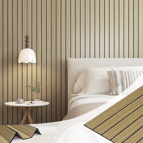 Faux slat wood wall - wood, panels